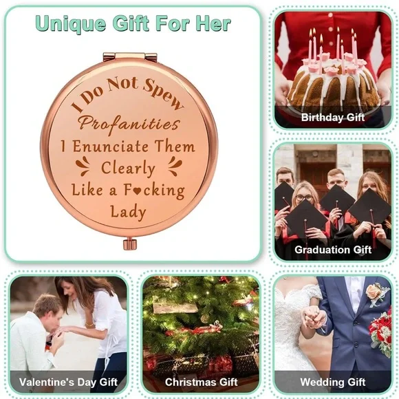 Gold Compact Mirror - Picture 8 of 9